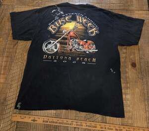 vintage Thrashed Daytona Beach Bike Week 2008 Pocket t-shirt
